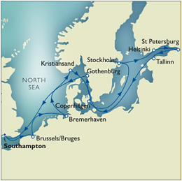 Cruises Around The World Map - May 27 2028 June 10 2028 Southampton to Southampton