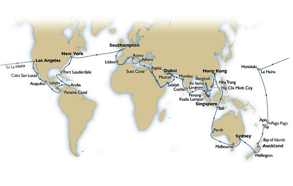 Cruises Around The World Map 2027 Cunard Queen Elizabeth World Cruises