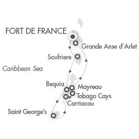 Cruises Around The World Ponant Yacht Le Ponant Cruise Map Detail Fort-de-France, Martinique to Fort-de-France, Martinique December 26 2028 January 3 2026 - 7 Days