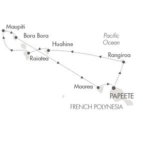 Cruises Around The World Ponant Yacht Le Soleal Cruise Map Detail Papeete, French Polynesia to Papeete, French Polynesia September 26 October 6 2028 - 10 Days