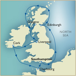Cruises Around The World Map - Southampton to Southampton