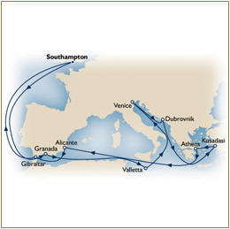 Cruises Around The World Map Cunard Queen Elizabeth QE 2026 Southampton to Southampton