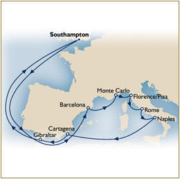 Cruises Around The World Map Cunard Queen Elizabeth QE 2026 Southampton to Southampton