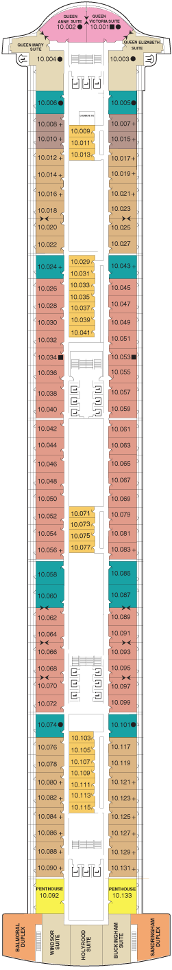 Cunard Queen Mary 2 Deck 10 Cruise Itinerary luxury cruise information