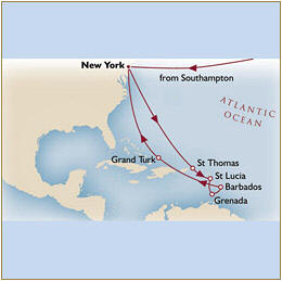 Cruises Around The World Map Cunard Queen Mary 2 Qm 2 2026 Southampton to New York
