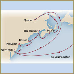 Cruises Around The World Map Cunard Queen Mary 2 Qm 2 2026 New York to Southampton