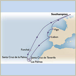 Cruises Around The World Map Cunard Queen Victoria QV 2026 Southampton to Southampton