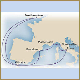 Cruises Around The World Map Cunard Queen Victoria QV 2026 Southampton to Southampton