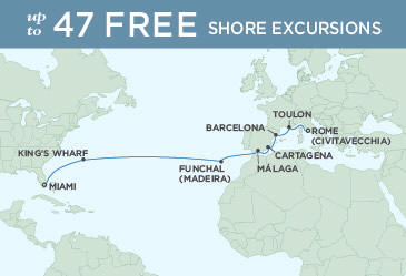 Cruises Around The World Map November 16 December 2 2028 - 16 Days Rome (Civitavecchia) to Miami regent explorer