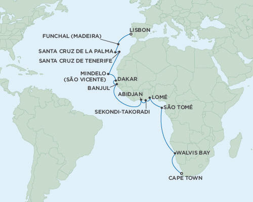 Cruises Around The World Regent Navigator 2028 October 23 November 16 2028 - 24 Days Lisbon to Cape Town