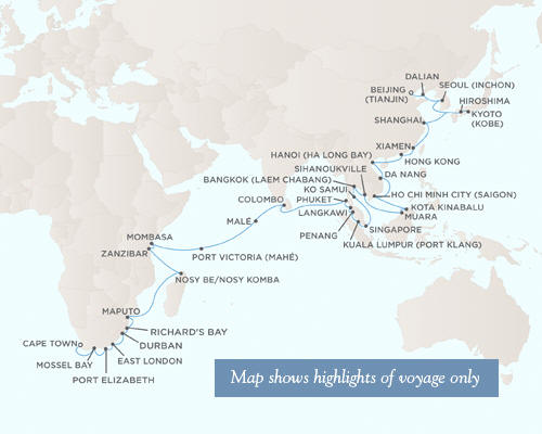 Cruises Around The World Regent Seven Seas Voyager Cruises December 21 2026 February 21 2027 - 62 Days