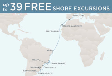 Cruises Around The World Regent Mariner Map BARCELONA TO BUENOS AIRES