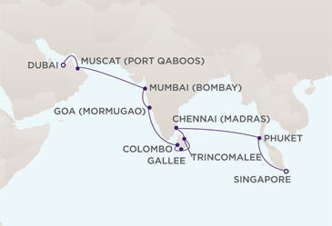 Cruises Around The World MAP - Regent Seven Seas Voyager World Cruises 2028