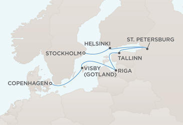 Cruises Around The World MAP - Regent Seven Seas Voyager World Cruises 2028