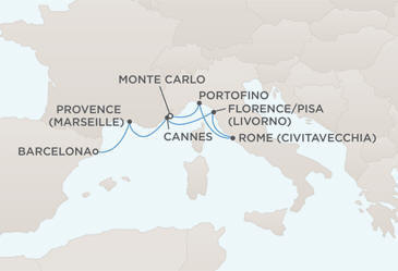 Cruises Around The World MAP - Regent Seven Seas Voyager World Cruises 2028