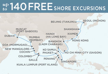 Cruises Around The World Regent World Cruises Voyager 2026 Map March 21 April 28 2026 - 38 Days