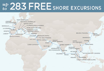 Cruises Around The World Regent World Cruises Voyager 2026 Map March 21 June 2 2026 - 73 Days