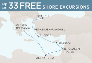 Cruises Around The World Regent Seven Seas Mariner 2026 World Cruise Map ISTANBUL TO ATHENS (PIRAEUS)