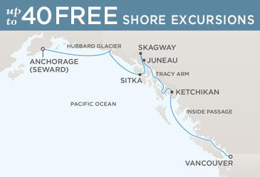 Cruises Around The World Regent World Cruises Navigator 2026 Map VANCOUVER TO ANCHORAGE (SEWARD)