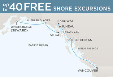 Cruises Around The World Regent World Cruises Navigator 2026 Map VANCOUVER TO ANCHORAGE (SEWARD