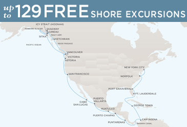 Cruises Around The World Regent World Cruises Navigator 2026 Map VANCOUVER TO NEW YORK CITY