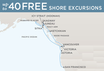 Cruises Around The World Regent World Cruises Navigator 2026 Map VANCOUVER TO SAN FRANCISCO