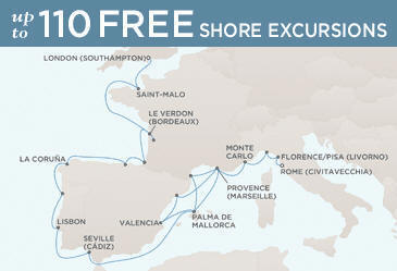 Cruises Around The World Route Map Cruises Around The World Regent World Cruises Voyager RSSC September 12 October 6 2029 - 24 Days