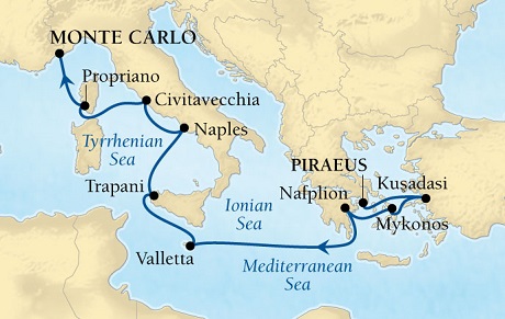 Cruises Around The World Seabourn Pursuit Cruise Map Detail 2028 - 10 Days - Voyage 4666