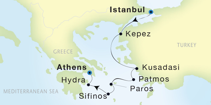 Cruises Around The World Seadream Yacht Club, Seadream 2 July 2-9 2028 Istanbul, Turkey to Athens (Piraeus), Greece