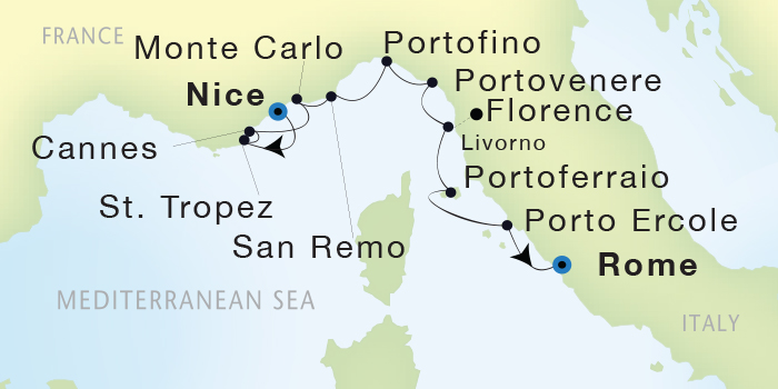 Cruises Around The World Seadream Yacht Club, Seadream 2 May 14-24 2028 Nice, France to Civitavecchia (Rome), Italy