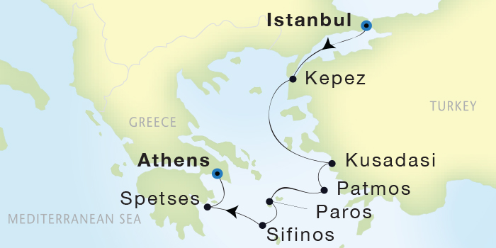 Cruises Around The World Seadream Yacht Club, Seadream 2 September 10-17 2028 Istanbul, Turkey to Athens (Piraeus), Greece