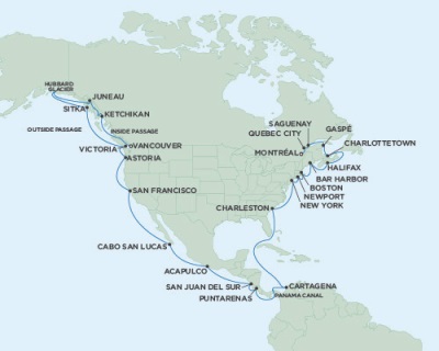 Cruises Around The World Seven Seas Mariner August 24 October 1 2028 Vancouver, British Columbia, Canada to Montreal, QC, Canada
