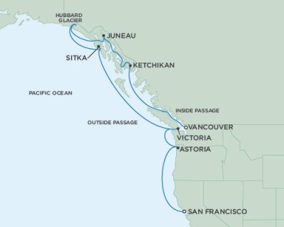 Cruises Around The World Seven Seas Mariner August 24 September 3 2028 Vancouver, British Columbia, Canada to Anchorage (Seward), AK