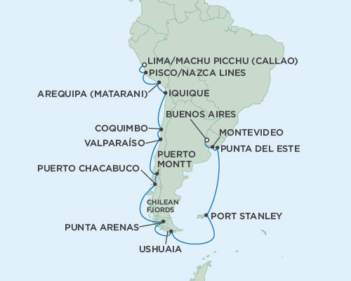 Cruises Around The World Seven Seas Mariner January 31 February 21 2028 Lima (Callao), Peru to Buenos Aires, Argentina