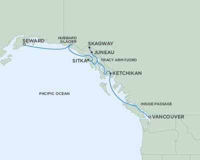 Cruises Around The World Seven Seas Mariner July 6-13 2028 Anchorage (Seward), AK to Vancouver, British Columbia, Canada