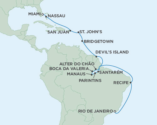 Cruises Around The World Seven Seas Mariner March 4-25 2028 Rio de Janeiro, Brazil to Miami, Florida