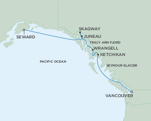 Cruises Around The World Seven Seas Mariner May 18-25 2028 Vancouver, British Columbia, Canada to Anchorage (Seward), Alaska