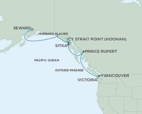 Cruises Around The World Seven Seas Mariner May 25 June 1 2028 Anchorage (Seward), Alaska to Vancouver, British Columbia, Canada