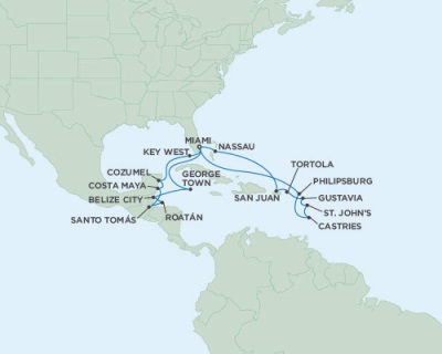 Cruises Around The World Seven Seas Mariner November 4-26 2028 Miami, FL to Miami, FL