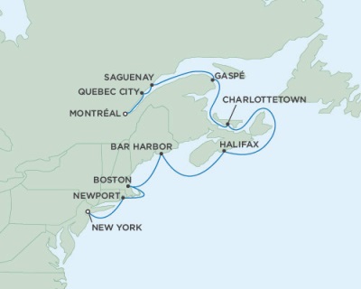 Cruises Around The World Seven Seas Mariner October 11-21 2028 New York (Manhattan), NY to Montreal, QC, Canada