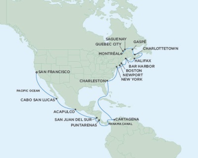 Cruises Around The World Seven Seas Mariner September 3 October 1 2028 San Francisco, CA to Montreal, QC, Canada