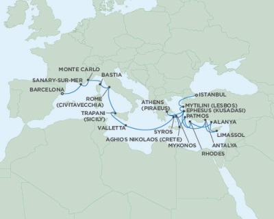 Cruises Around The World Seven Seas Navigator August 16 September 5 2028 Barcelona, Spain to Istanbul, Turkey