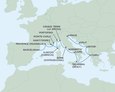 Cruises Around The World Seven Seas Navigator May 13-27 2028 Barcelona, Spain to Venice, Italy