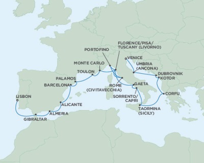 Cruises Around The World Seven Seas Navigator October 3-23 2028 Venice, Italy to Lisbon, Portugal