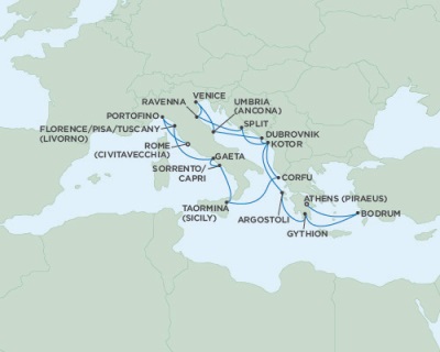 Cruises Around The World Seven Seas Navigator September 26 October 13 2028 Athens (Piraeus), Greece to Rome (Civitavecchia), Italy