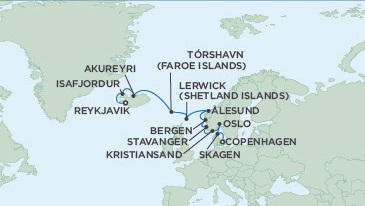 Cruises Around The World Seven Seas Voyager July 11-23 2028 Reykjavik, Iceland to Copenhagen, Denmark