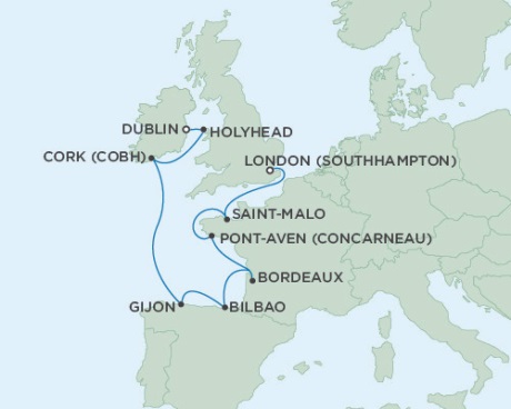 Cruises Around The World Seven Seas Voyager June 16-26 2028 London (Southampton), England to Dublin, Ireland