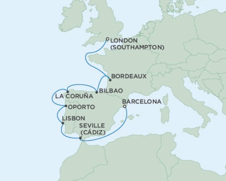 Cruises Around The World Seven Seas Voyager October 4-14 2028 London (Southampton), England to Barcelona, Spain