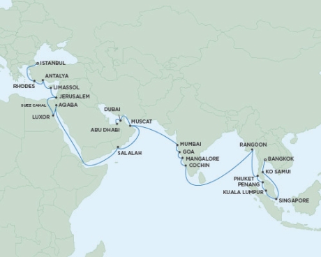 Cruises Around The World Seven Seas Voyager - RSSC April 8 May 22 2026 Cruises Laem Chabang, Thailand to Istanbul, Turkey