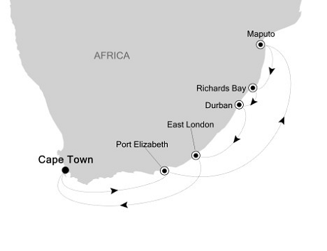 Cruises Around The World Silversea Silver Cloud February 2-12 2028 Cape Town to Cape Town